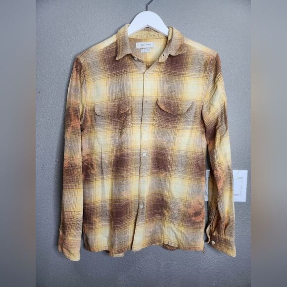 Urban Outfitters Yellow and Brown Plaid Button-Up Shirt - Picture 1 of 6